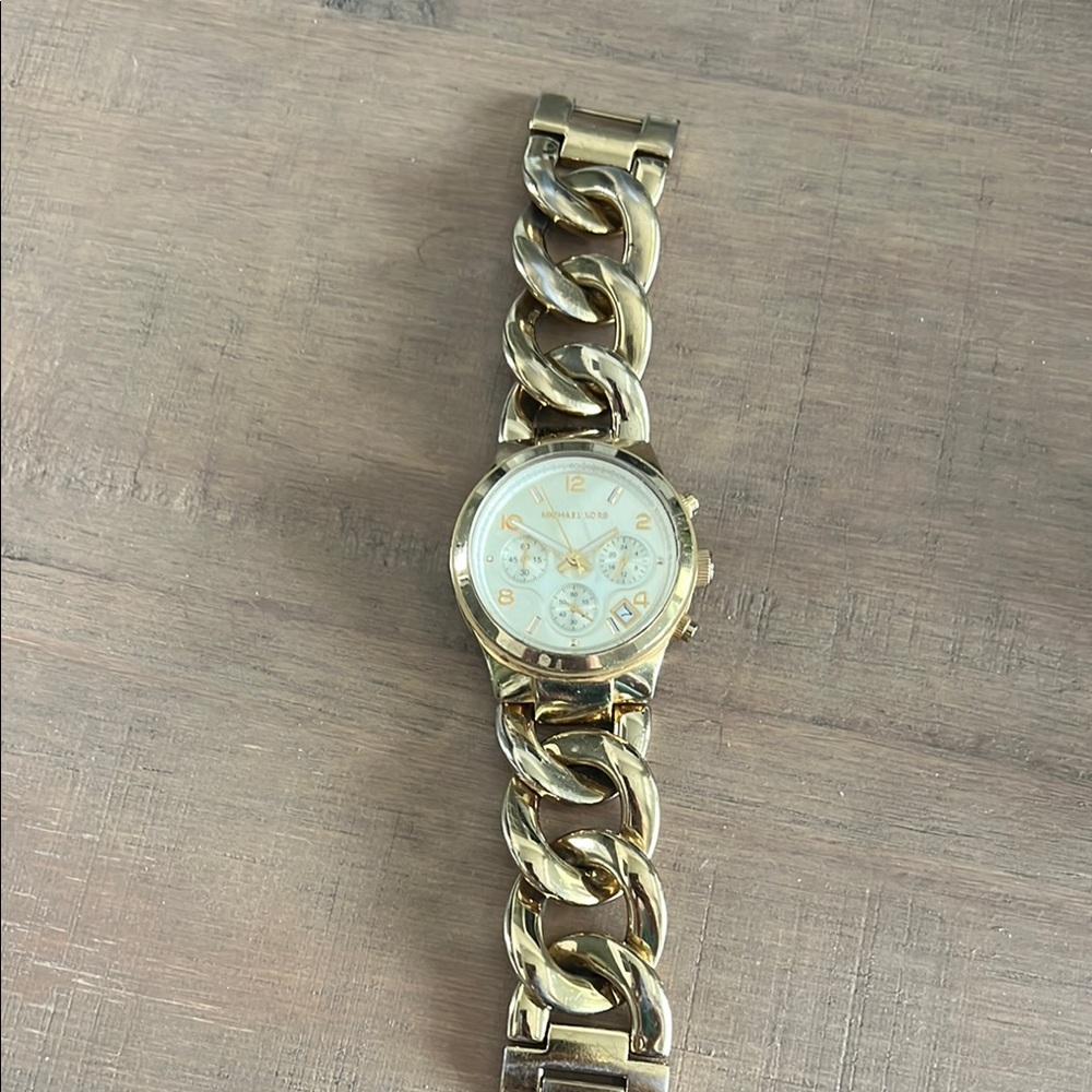 Michael Kors Gold Tone Chain-Link Chronograph Watch